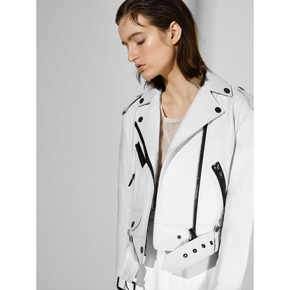 The arrivals cropped biker leather jacket small